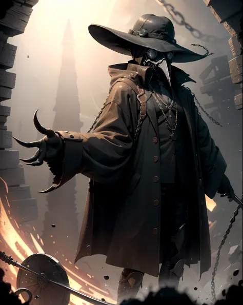 (Masterpiece, Best Quality), High Resolution, (8K Resolution), Center, (Ultra Detailed), Mad God, Solo, Plague Doctor, Goggles, ...