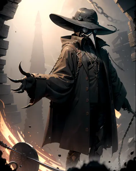 (Masterpiece, Best Quality), High Resolution, (8K Resolution), Center, (Ultra Detailed), Mad God, Solo, Plague Doctor, Goggles, ...