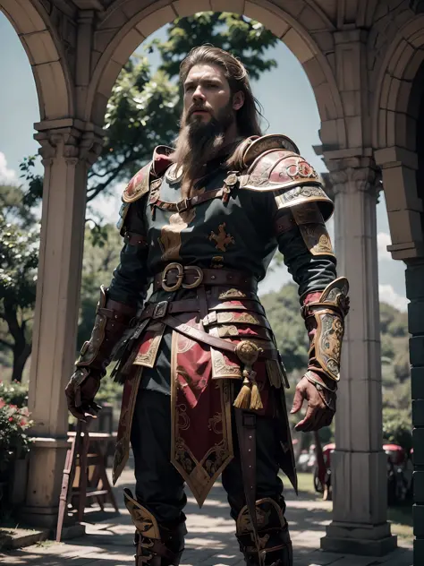 1homem, solo, guerreiro viking macho com capacete e capa vermelha, longos cabelos pretos, zangado, extremely beautiful young man...