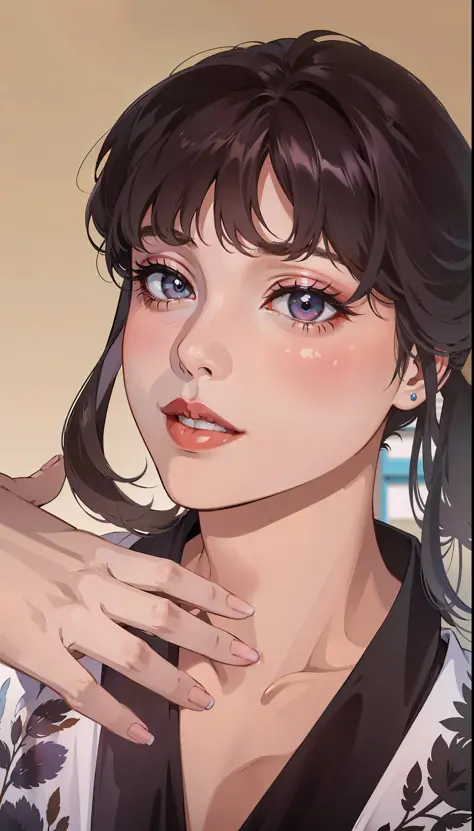 (masterpiece),(best quality:1.0), (ultra highres:1.0), detailed illustration, 8k, anime, 1girl, beautiful anime girl, wearing a black t-shirt, intricate details, black eyes, detailed eyes, black hair, detailed hair detailed, highlights on hair, slight smil...