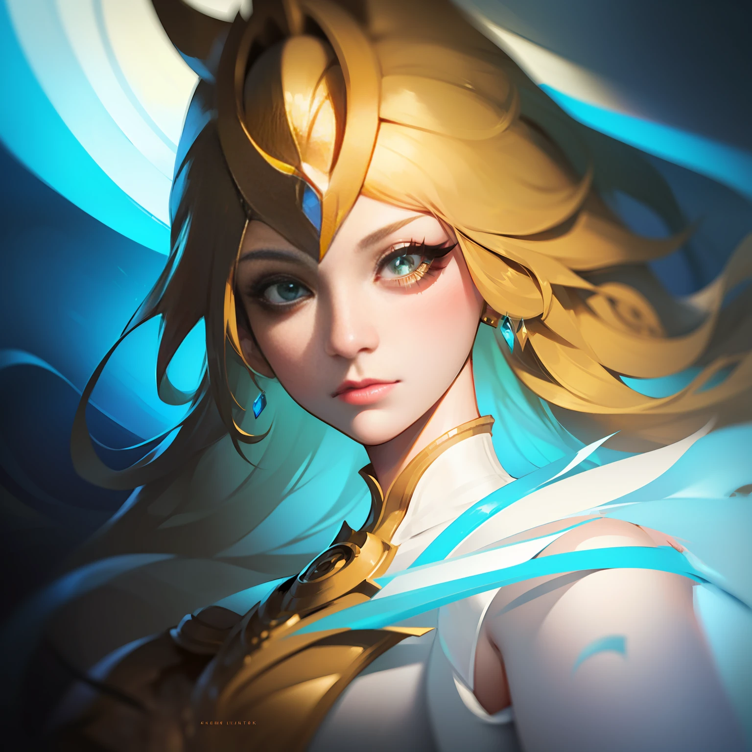 Nami League of Legends FAN ART Portrait of Ganza. intricate artwork. by wlop, ilya kuvshinov, krenz cushart, greg rutkowski, pixiv. cinematic dramatic atmosphere, sharp focus, volumetric lighting, cinematic lighting, studio quality