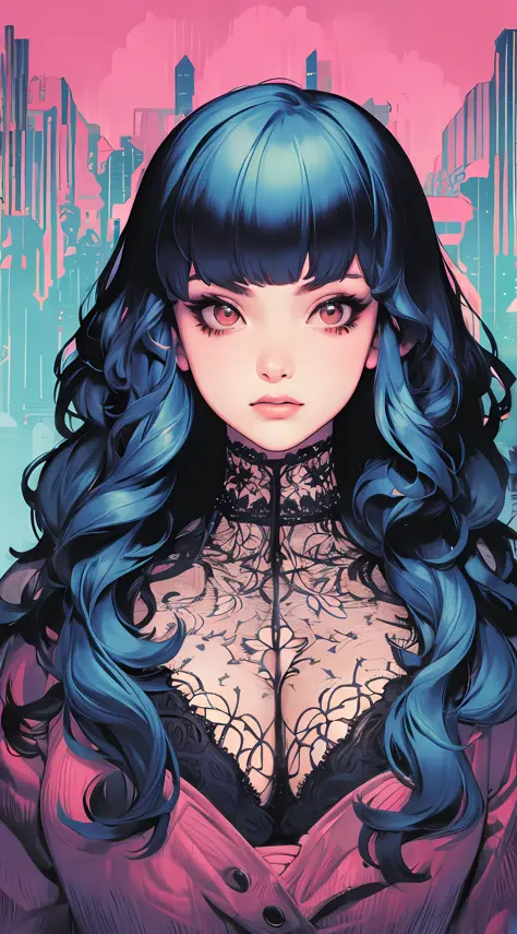 (masterpiece, best quality), demon girl, wavy hair, assymetrical bangs, intricate lace lingerie, perfect face, beautiful face, a...