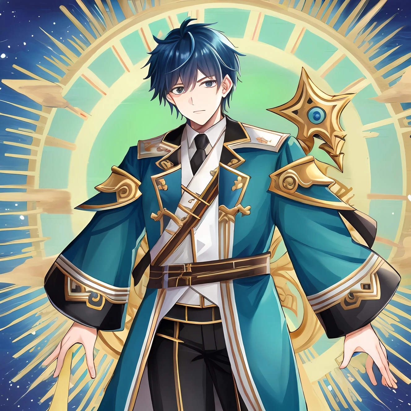 Highest quality Father Black Survivor Eternal Reincarnation Pseudo thick paint Handsome Blue hair