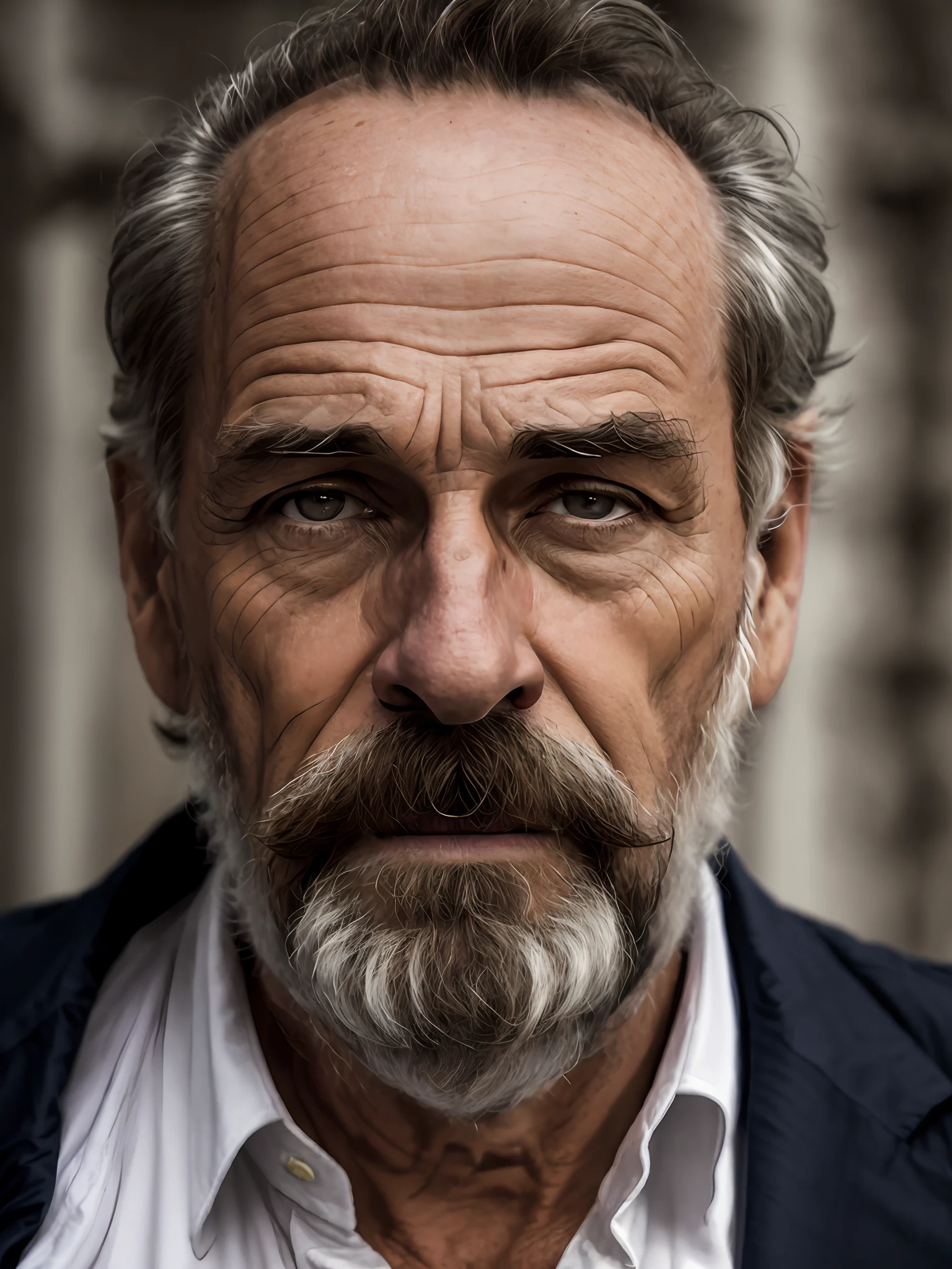 Um homem robusto, wearing a suit jacket and pants, sentado em um banco, in an abandoned building,  dragan  (Foto RAW:1.3), focus sharp, 8k, UHD, soft lighting, de alta qualidade, belo, proficional, hiper-realista, profundidade de campo, 
Hiperdetalhado, Estilo, mulheres peladas realista, sombras suaves, obra prima, best qualidade, ultra realista mulheres seme nuas, 8k, golden proportion, intrincado, Alto Detalhe, fotografia de filmes, Foco suave