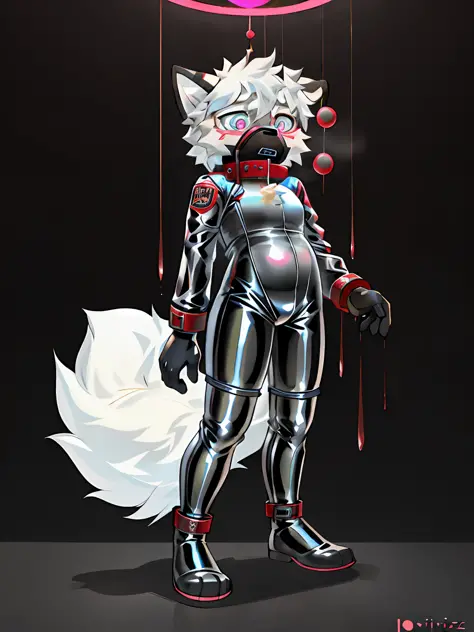 Wear clothing all over，Latex set，fursuit!!!,furry character，Highly detailed full body，Full body detailed，detailed full body，SF version，full body picture，full body portrait of a short！，Fluffy fluffy，sf，full body mascot，furry body，Complete pose，Latex clothin...