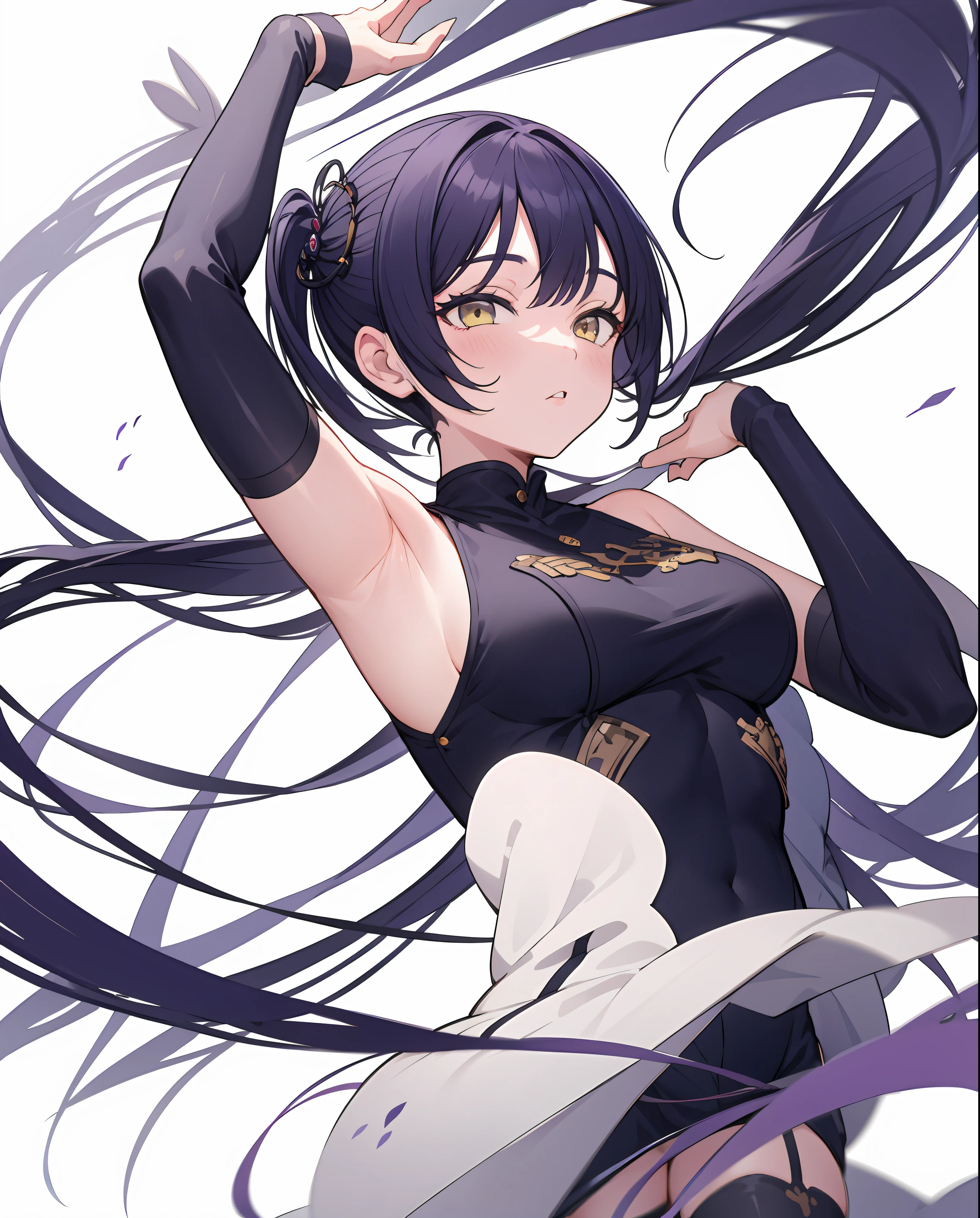 Anime girl with long black hair and a black top - SeaArt AI