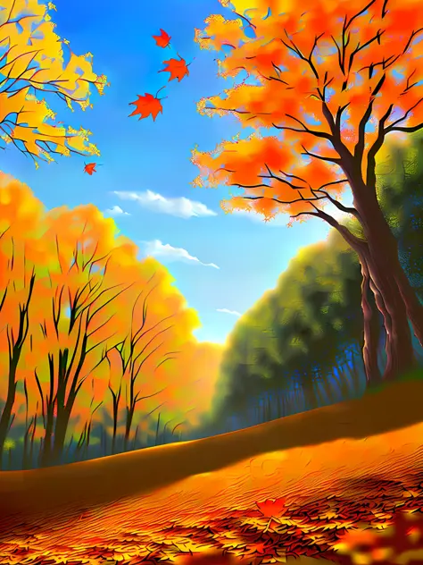 absurdres, masterpiece, highres, cinematic, full hd, 8k, intricate detail, ultra detailed, illustration, the falling leaves
drif...