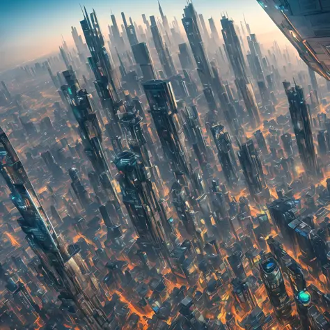 A masterpiece, of the best quality, (very detailed CG Unity 8k wallpaper), (best quality), (best shading), futuristic city with ...
