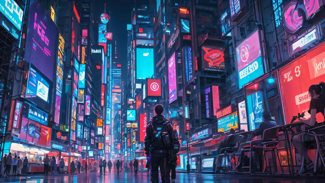 (masterpiece, top quality, best quality, official art, beautiful and aesthetic:1.2),(blue purple neon lighting), (vibrant glow), dynamic colors, striking contrast, futuristic vibe, electric energy,reflective surfaces,(cityscape:1.3),8k,official wallpaper, ...
