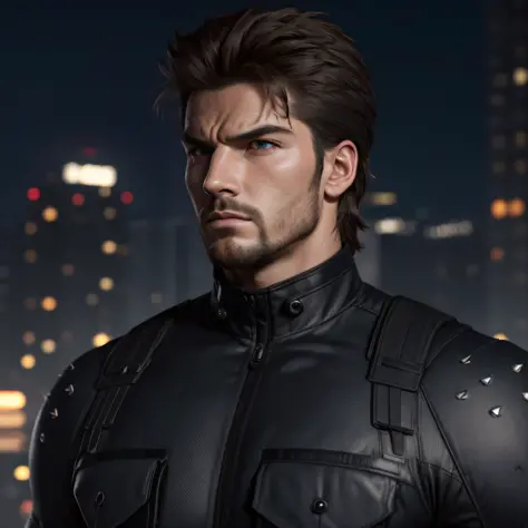 ((masterpiece)), best quality, ultra detailed, intricate details, rich colors, sharp focus, (((Dark suit))), Spiky Hair, Black H...