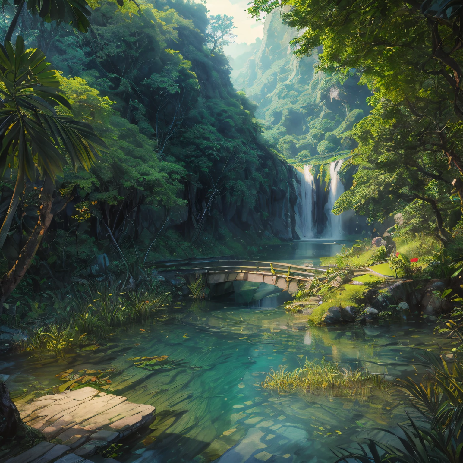 water vapor, waterfalls, jungles, lakes, caves - SeaArt AI