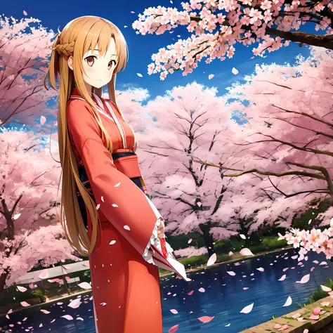 Girl in kimono under plum blossoms --auto