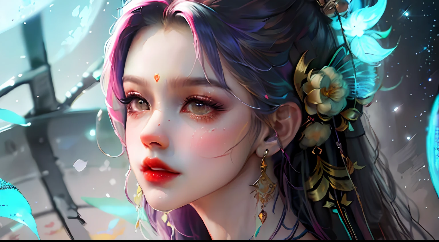 Reviewed Hanfu Red Blue Moon Style Close Up Pretty Face Baby Face Beauty Big Breasts Illustration No --auto