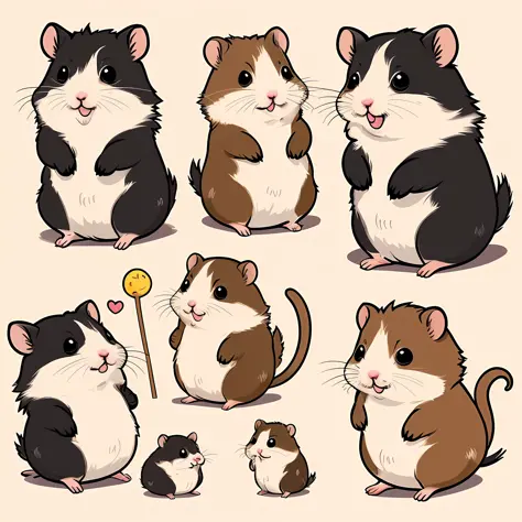 Hamster，estilo minimalista，emoji pack