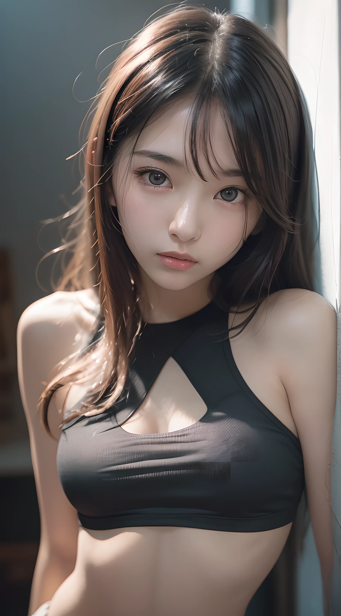 (masterpiece, best quality, beautiful girl, pretty face:1.2), (close up face:1.5), 8k, official art, raw photo, incredibly absurdres, crop top, looking at viewers, slender, teen, facelight, film grain, chromatic aberration, sharp focus, dynamic lighting, cinematic lighting