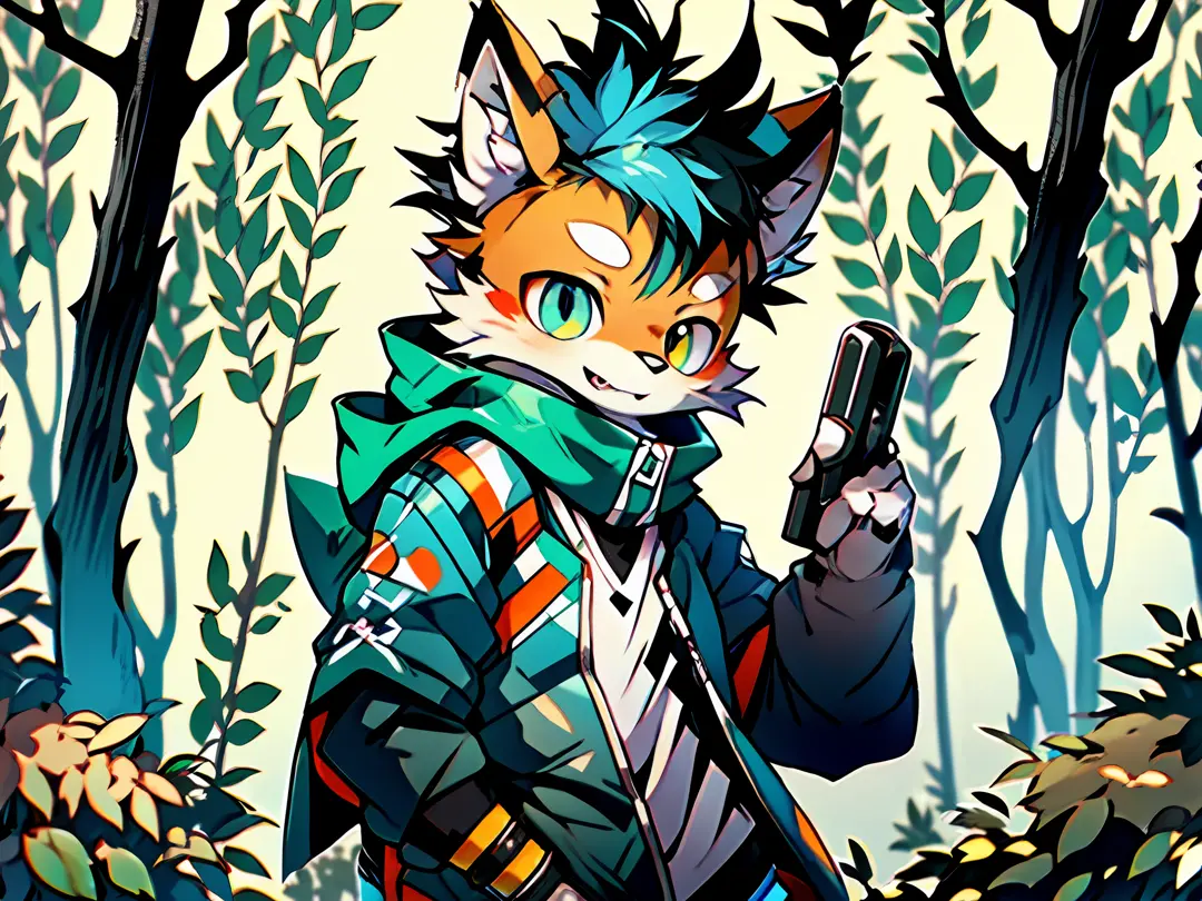 an anthropomorphic cyberpunk fox,