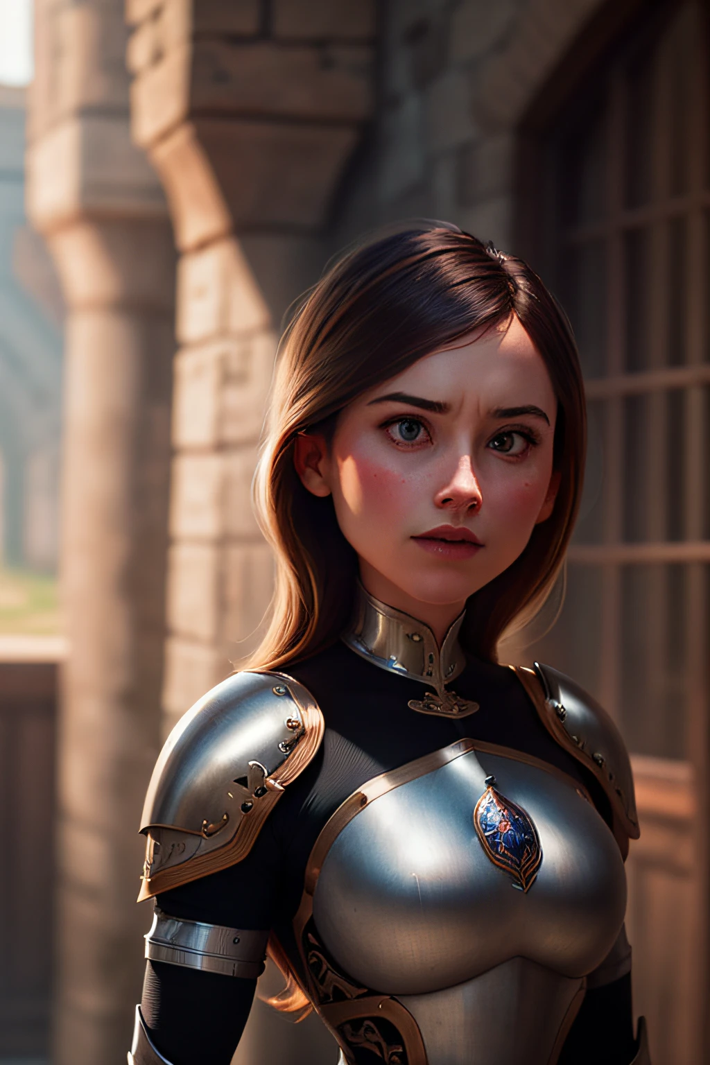 (masterpiece), (extremely intricate:1.3), (realistic), portrait of a girl, the most beautiful in the world, (medieval armor), metal reflections, upper body, outdoors, intense sunlight, far away castle, professional photograph of a stunning woman detailed, sharp focus, dramatic, award winning, cinematic lighting, octane render, unreal engine, volumetrics dtx, (film grain)