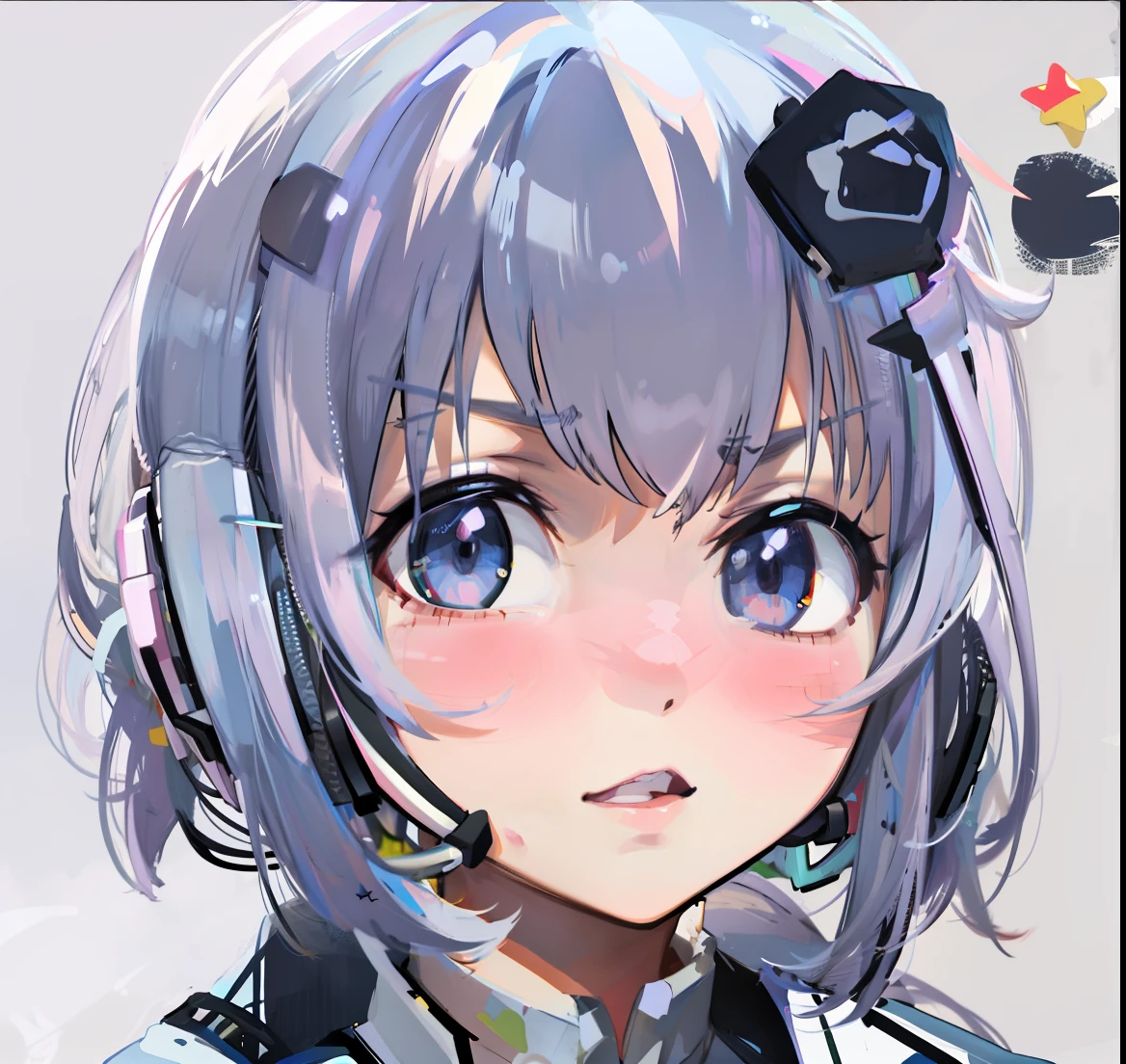 anime girl with headphones and a blue background, painted in anime painter studio, made with anime painter studio, anime style portrait, anime portrait, anime stylized, anime moe artstyle, flat anime style shading, anime artstyle, anime styled, semirealistic anime style, unknown artstyle, portrait of an anime girl, anime inspired, kantai collection style, face anime portrait --auto