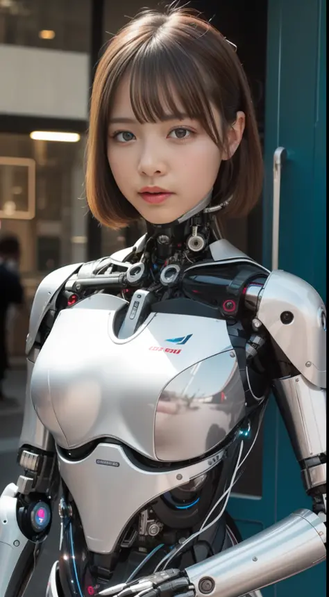 (photorealistic:1.4), 1girl,(cyborg), ((robotic parts))
