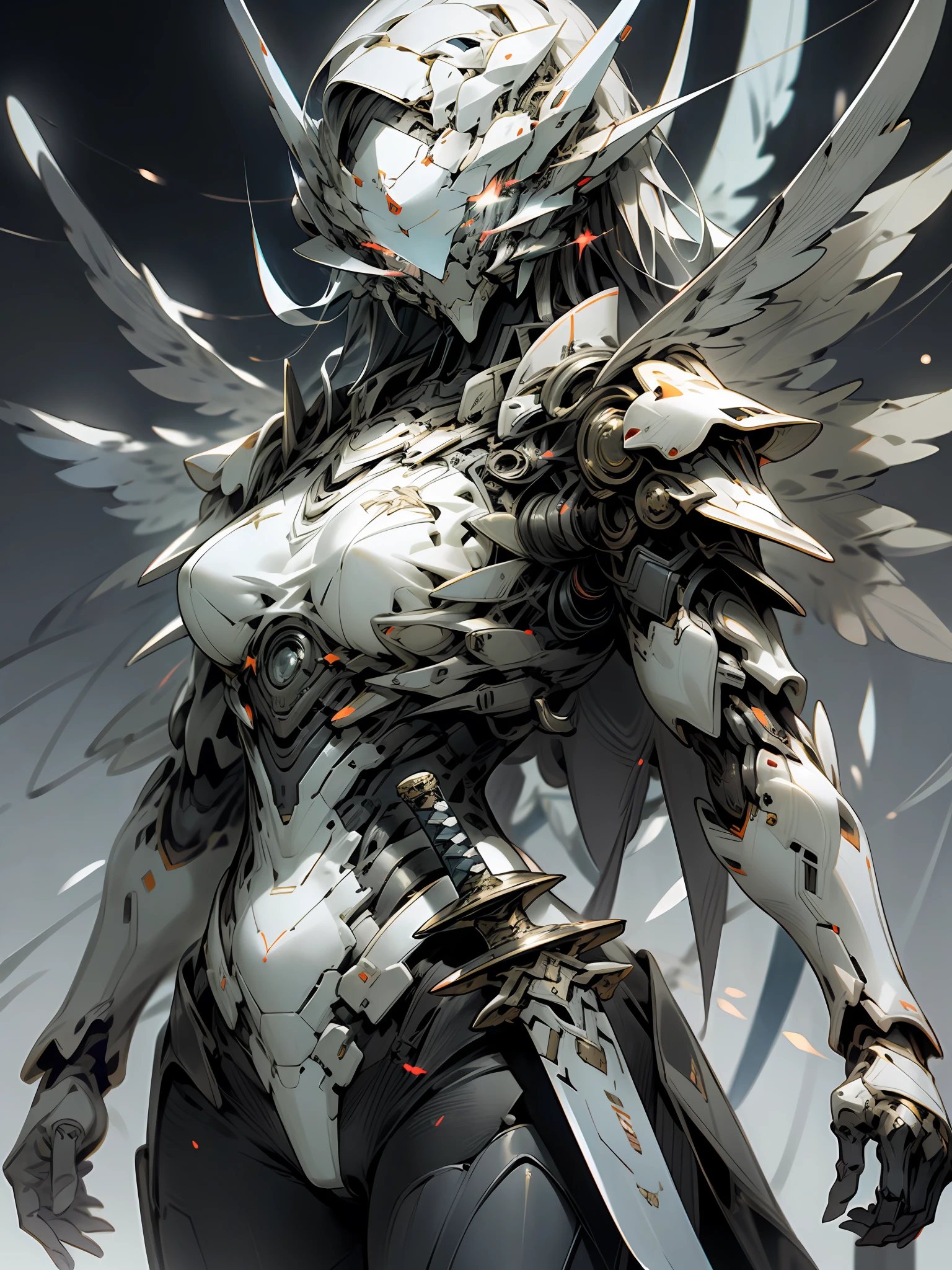 (masterpiece, best quality:1.3),extremely high detailed, intricate, 8k, HDR, wallpaper, cinematic lighting, (universe),(holding sword:1.3), glowing, armor, 1girl, red eyes, glowing eyes, mecha, large wings,