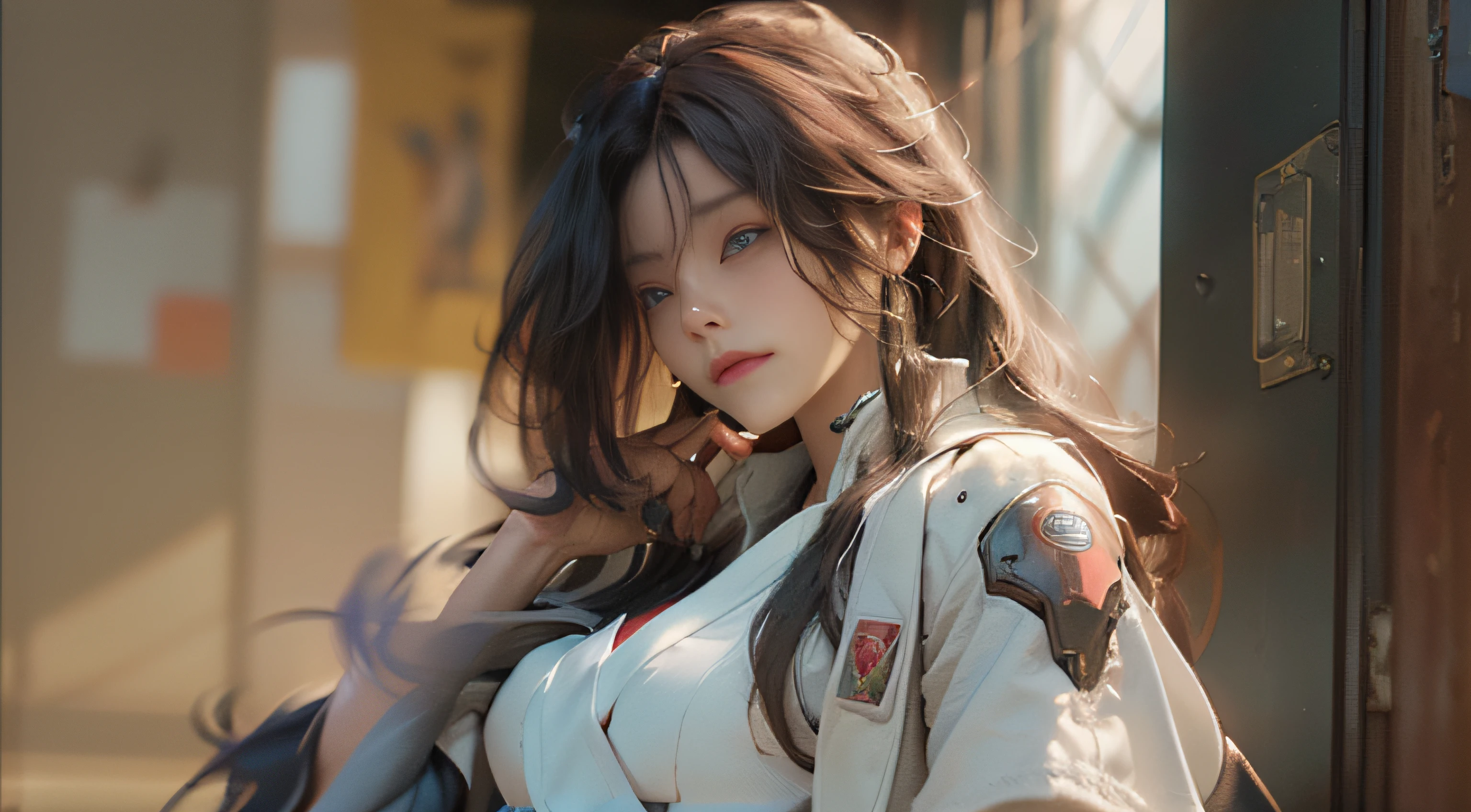 ((best best quality)), ((MasterPiece)), (Detail:1.4), 3D, A beautiful cyberpunk female image,HDR（high dynamic range）,RayTrace,nvidia rtx,The ultra-Resolution,Unreal 5,Subsurface scattering、pbr texturing、postprocessing、Anisotropic Filtering、depth offield、Maximum Clarity and Clarity、Many-Layer Textures、Albedo and Specular map、Surface coloring、Mitsu-Accurate simulation of material interactions、Perfect Scale、octanerendering、Two-colored light、large aperture、low ISO、white balance、Rule of Thirds、8K RAW、beautiful bright pupils，flowing robe，Fine pupils，Detailed face and eyes，Long Lashes，Blushlush，voluminous hair，Tender red lips