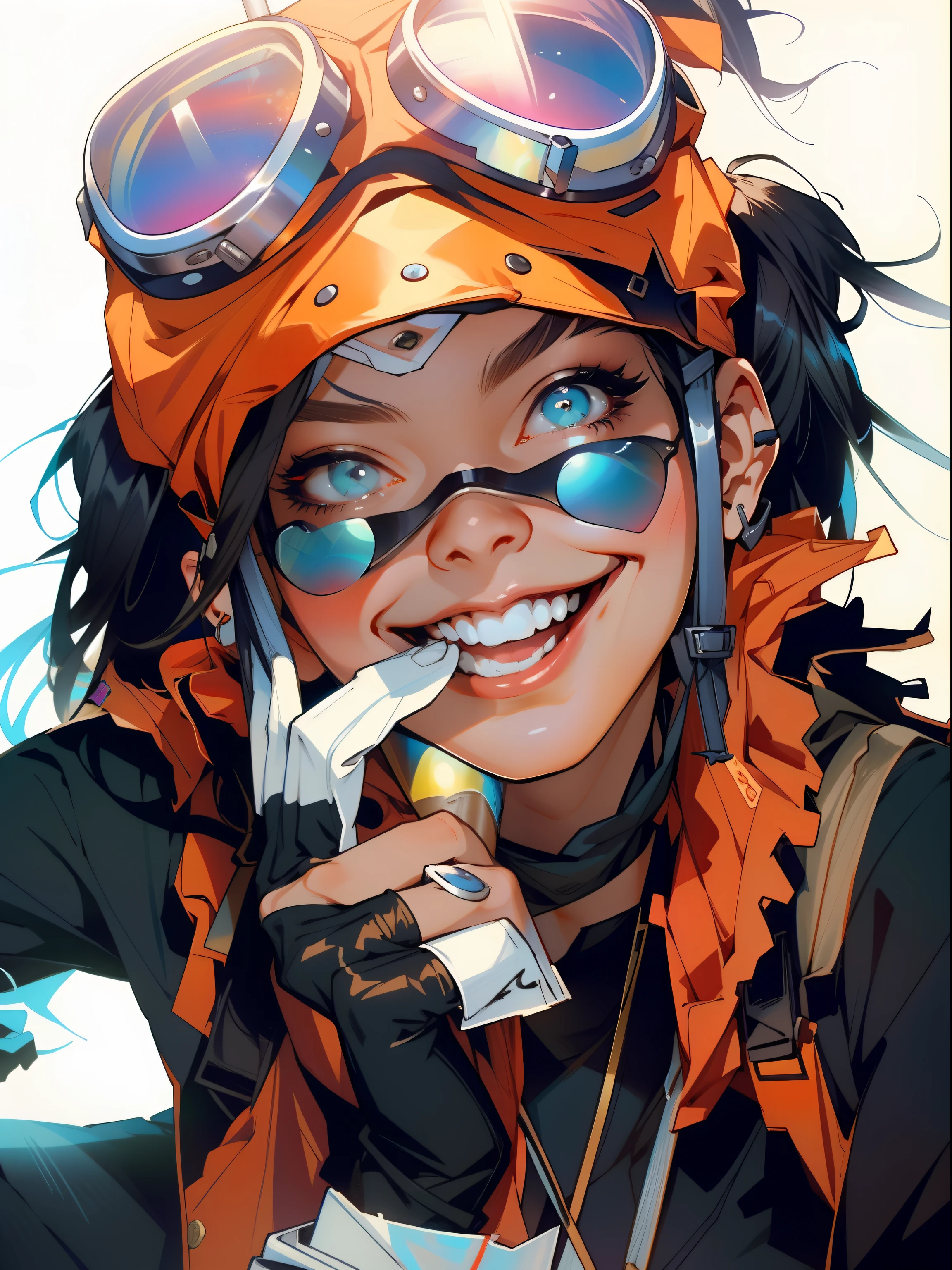 a close up of a woman with a clown face and goggles, artwork in the style of guweiz, guweiz, tank girl, artgerm craig mullins, greg tocchini, inspired by Jules Chéret, lois van baarle and rossdraws, lois van rossdraws, ross tran!!!, wojtek fus