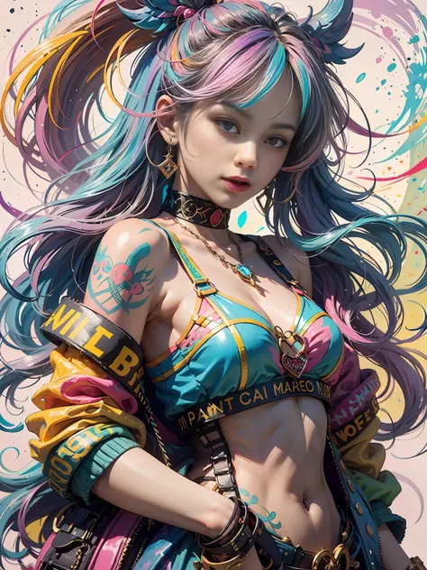 a girl，rossdraws pastel vibrant, colorful fashion, rossdraws cartoon vibrant, colorful，]", colorful pastel, colorful aesthetic, ...