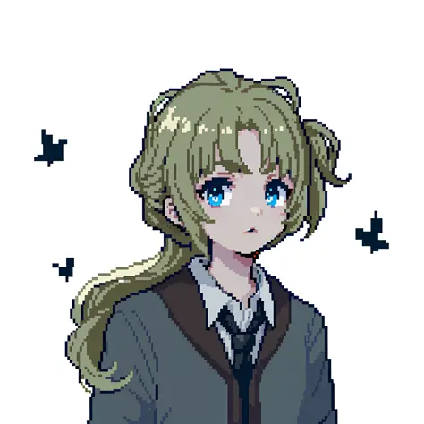 (masterpiece, top quality, best quality), pixel, pixel art, 1boy, 2-bit pixel art, schoolboy, long hair, yellow hair, character ...