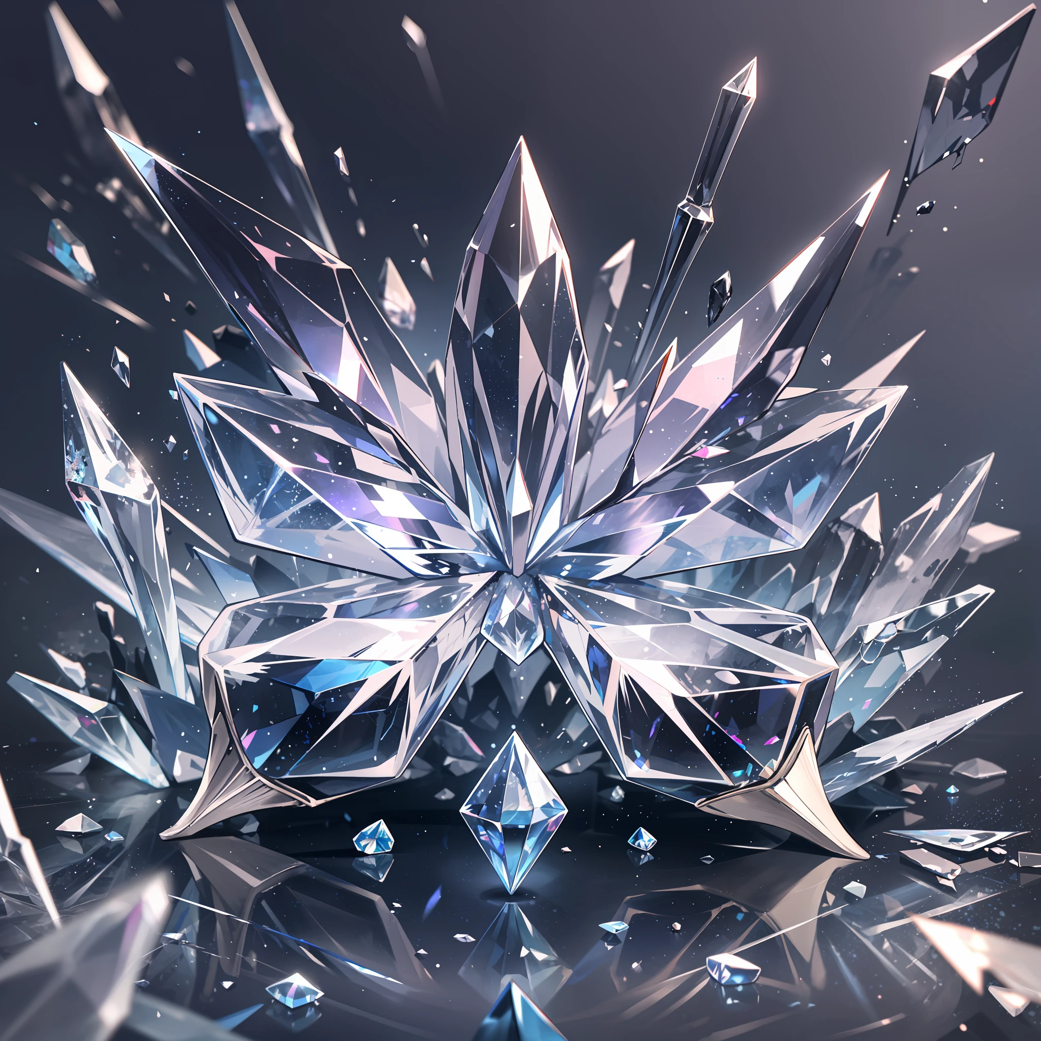 background with glass,crystal,beautiful detail background,{{{white butterfly}}}, diamond world, crystal flower,ice theme, falling ice,white crystal background, nihilism, frustration,glass rain,white ice,no people