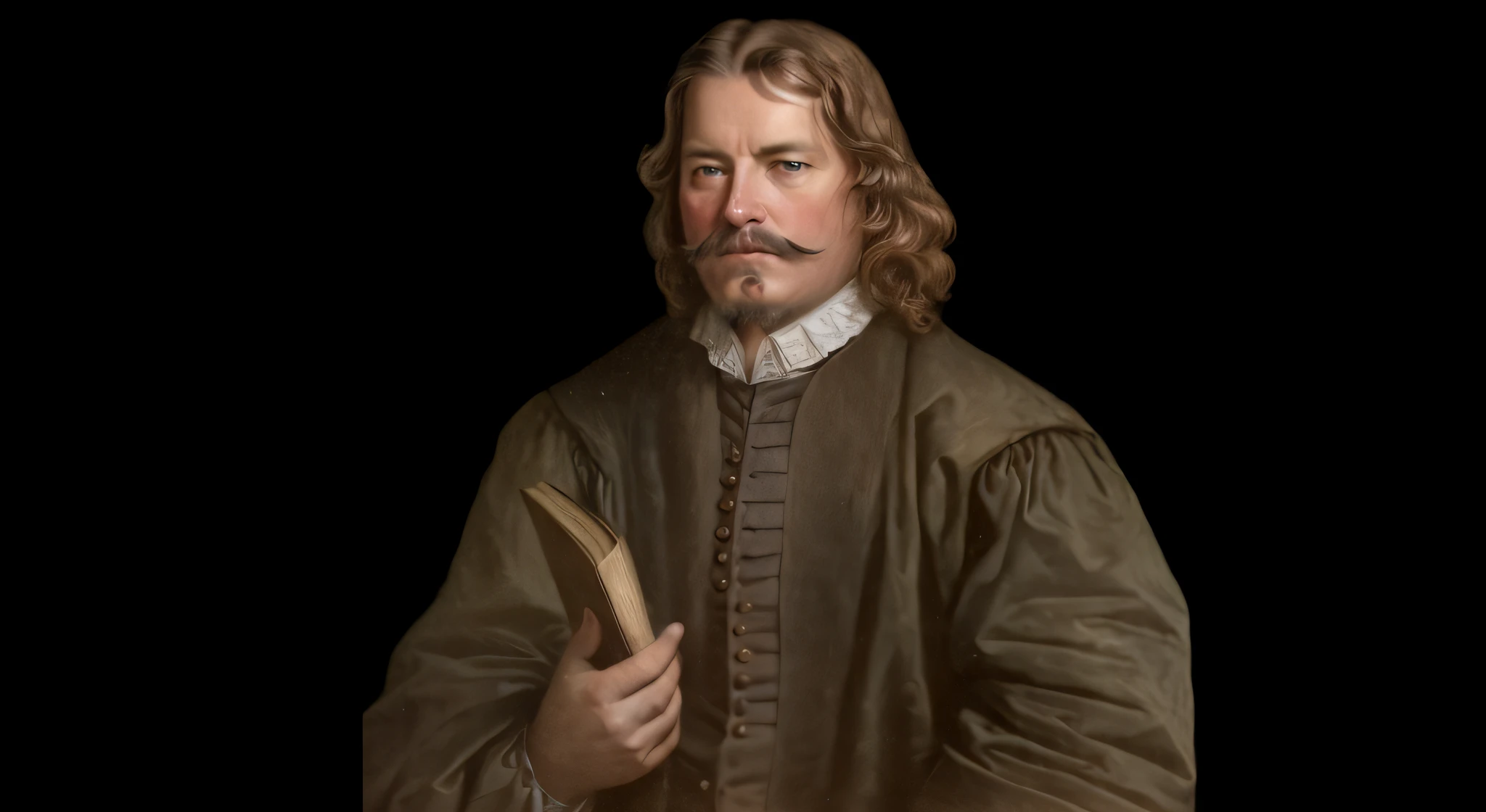 ultra realistic portrait of John Bunyan, high quality, 16k resolution, realistic beard and mustache, realistic skin and hair texture, photorealism, cinematic lighting, perfect