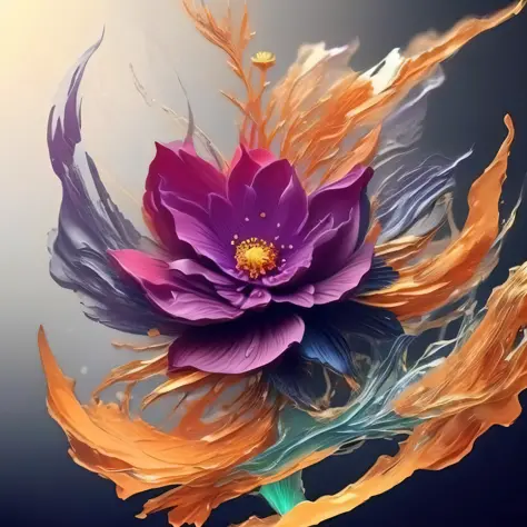 a stylized flower with multiple elements, elemental flowers