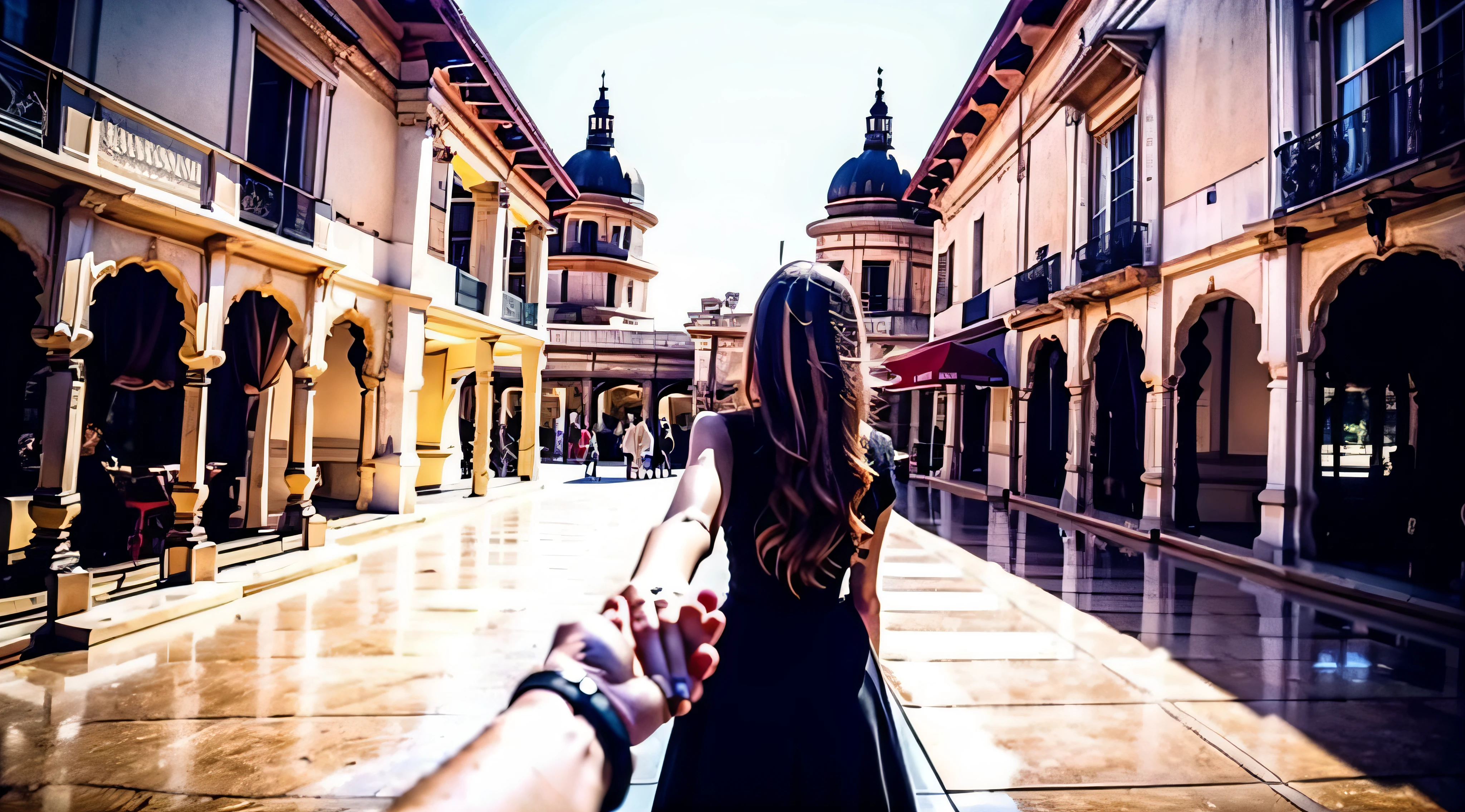 1girl,  ultra detailed, highres, masterpiece, 
by_style, bf_holding_hands, 1girl holding hands with viewer,  walking in the palace,