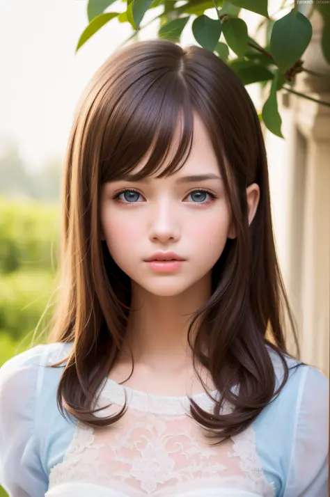 best quality, masterpiece, (realistic: 1.2), 1 girl, brown hair, blue eyes, detailed face,
