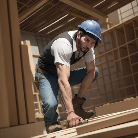 Keanu reeves working in construction, high quality