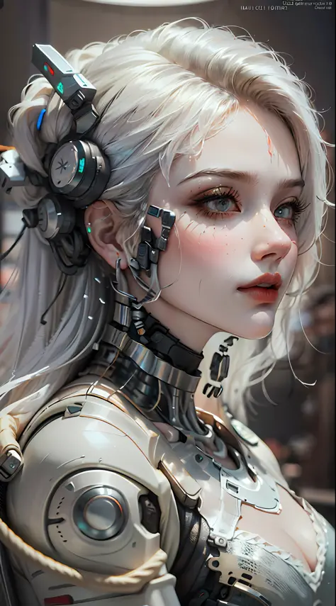 complex 3d render ultra detailed of a beautiful porcelain profile woman android face, cyborg, robotic parts, 150 mm, beautiful s...