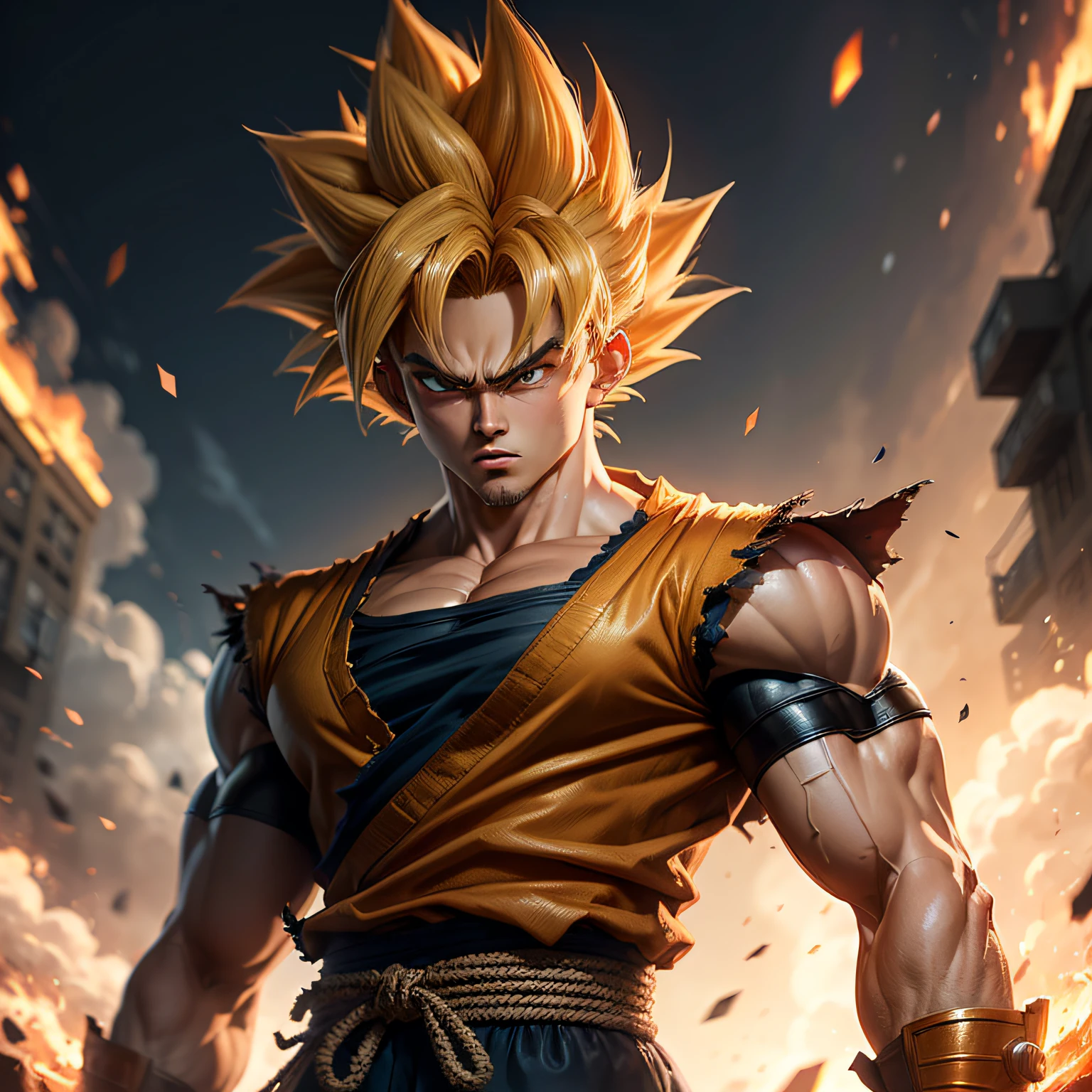 Son Goku, super sayajin, 2d image, best quality, hyper detailed - SeaArt AI