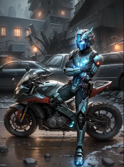 Red and blue, Optimus Prime,(1mechanical boy),solo,Cyberpunk city setting,Mech helmet, robot,A glowing mech,((ultra realistic de...