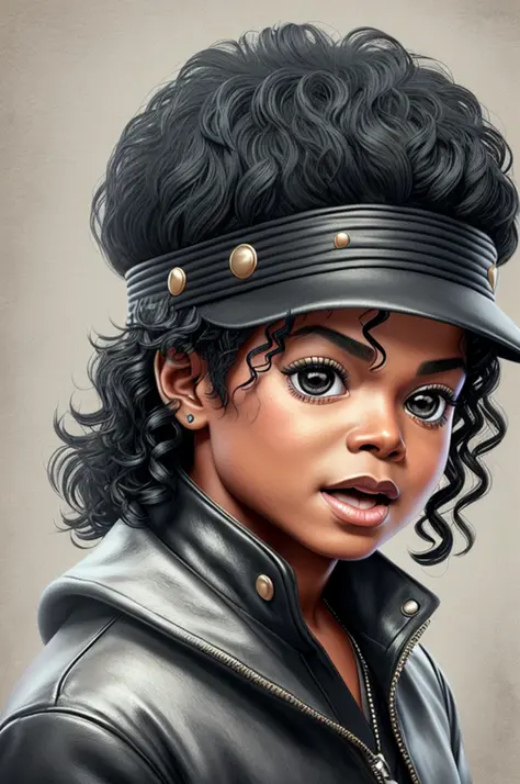 portrait of cutest black Michael Jackson baby illustration, artstation, CGI_Animation,