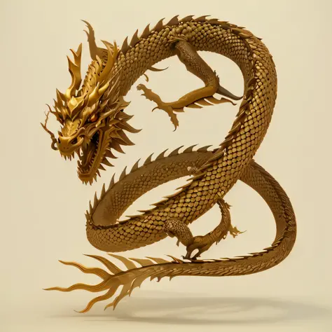 Chinese Ancient Dragon, 3D, 16K, Ultra High Definition, Details, Unreal Engine 5, Background White, Chinese Dragon,