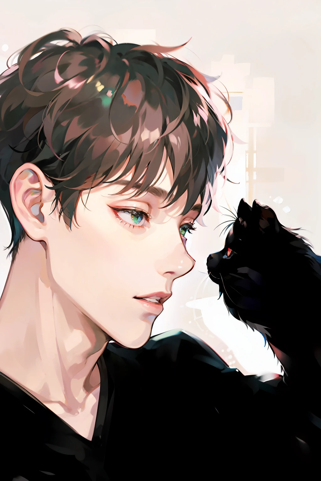 arafed photo of a man with a black shirt and a black cat, jungkook, black haired yoongi, cai xukun, hyung tae, inspired by Kun Can, jimin, park jimin, jung jaehyun, inspired by jeonseok lee, inspired by Kim Hwan-gi, inspired by Bian Shoumin, taejune kim, jimin\'s grecian nose