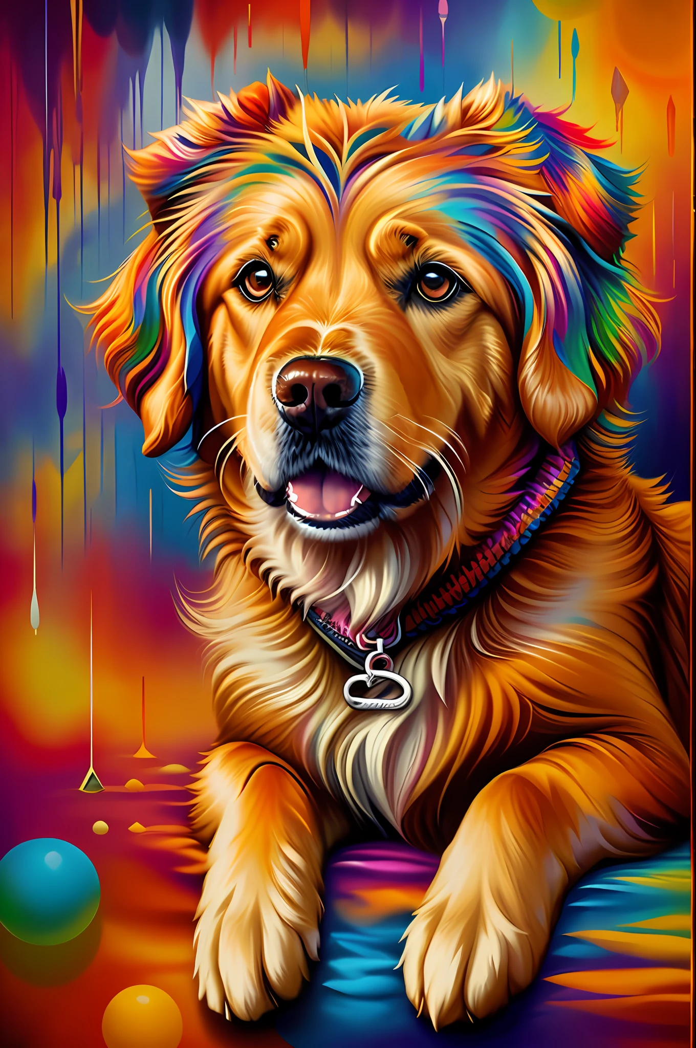 (Dog Golden Retriever),(happy) - SeaArt AI