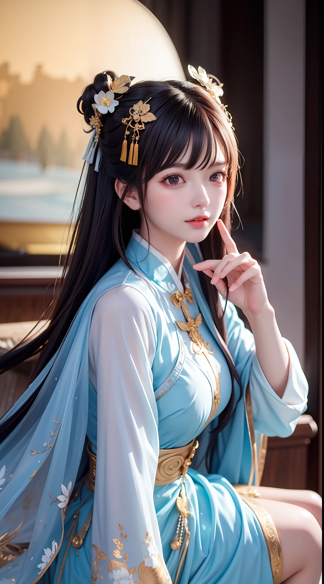 (8k, RAW photo:1.2), best quality, ultra high res,dramatic angle,(fluttered detailed color splashs), (illustration),(((1 girl))),(long hair),(rain:0.9), (头饰:1.4),少女身边有一座古宫,汉服,(重点),彩色水墨画,(泼彩),泼彩,(((colorful))),(素描:0.8) , Masterpiece, best quality, beautiful painted, highly detailed,(denoising:0.6),[splash ink],((ink refraction)), (beautiful detailed sky),moon,highly,detaild,(masterpiece, best quality, extremely detailed） CG unity 8k壁纸，杰作，最好的质量，超详细），（石蒜），