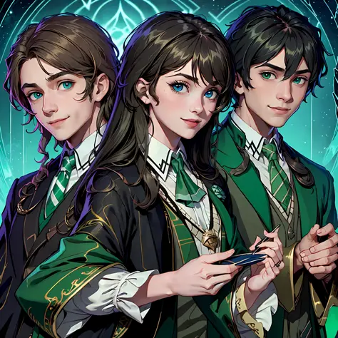 A black-haired girl with blue eyes ((17 abos)) and another gorgeous boy (green eyes: 08). ((17 years) Two wizards from Hogwarts ...