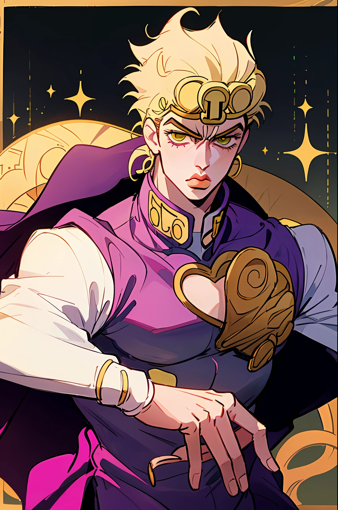 (best quality, masterpiece), 1boy, jojo no kimyou na bouken, upper body, kujo jotaro, kujo jotaro's pose \(jojo\),