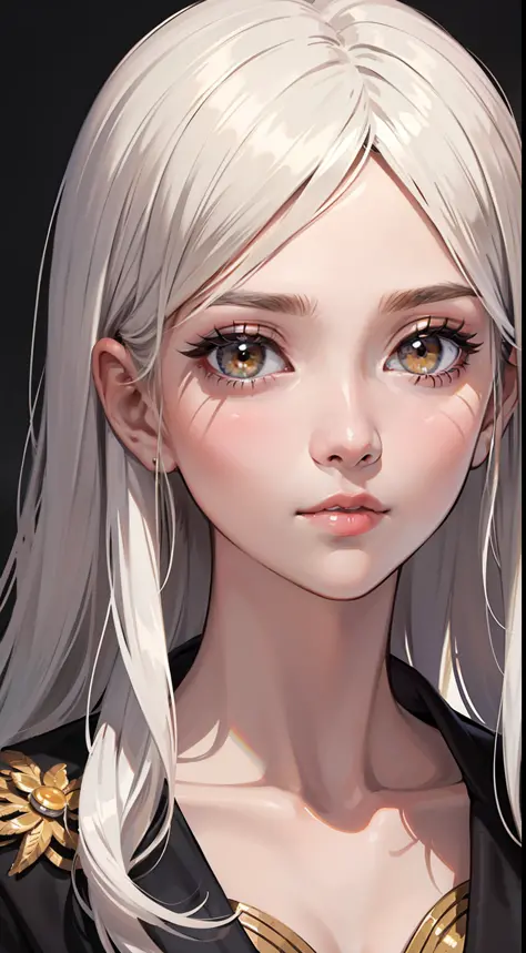 a girl ，detailed skin texture, detailed cloth texture, beautifully detailed face, masterpiece, best quality, ultra detailed, 8k,masterpiece, best quality, ultra-detailed, illustration, close-up, straight on, face focus, white hair, golden eyes, long hair, ...