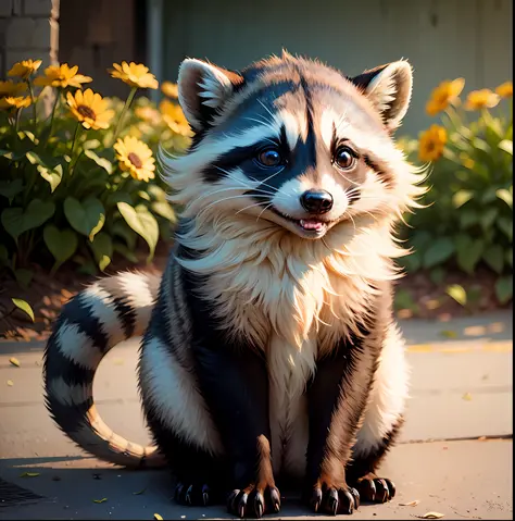 Premium AI Image  A cute adorable baby raccoon rendered in the