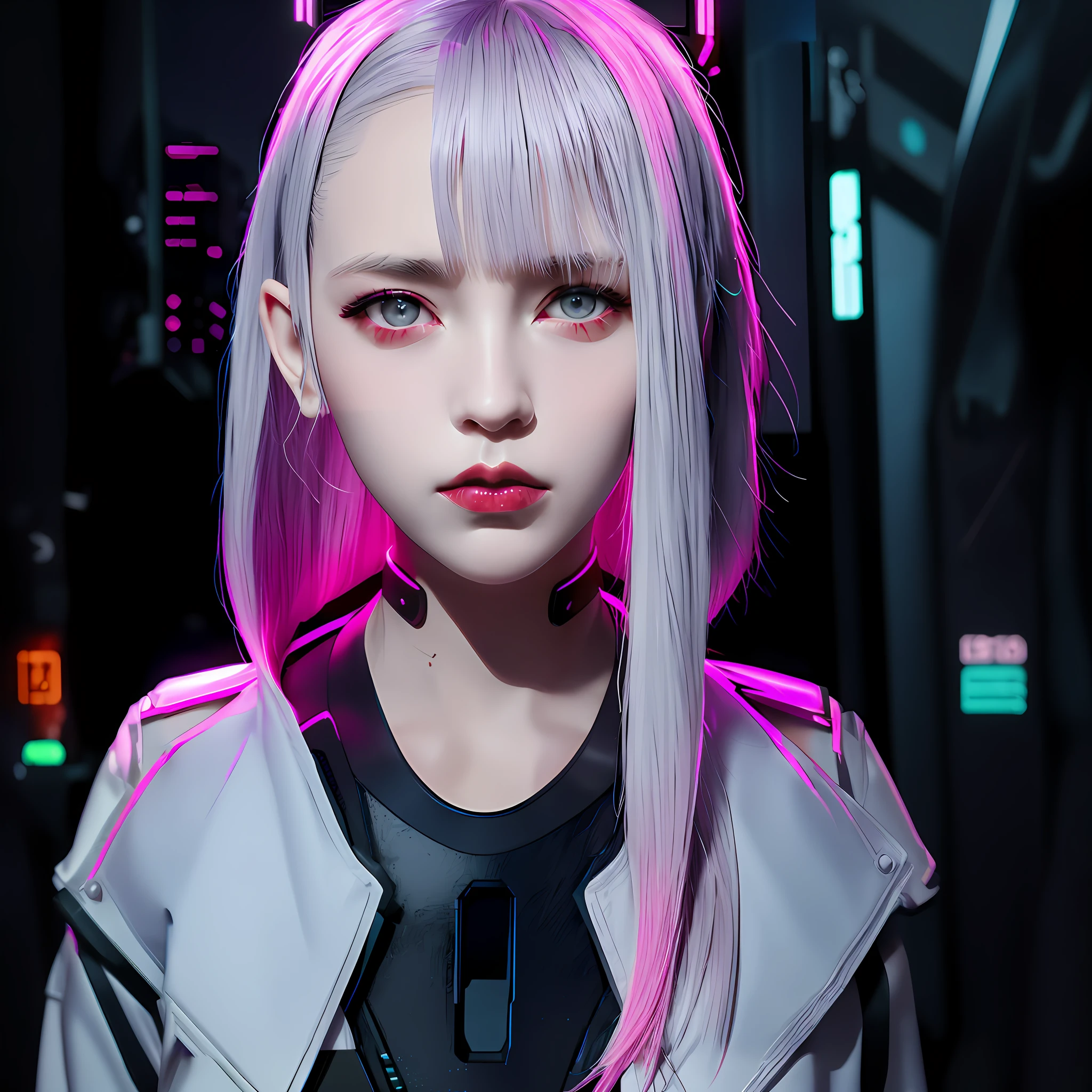 Anime Girl With Pink Hair And A Futuristic Outfit In A City Hyper Realistic Cyberpunk Style 9844