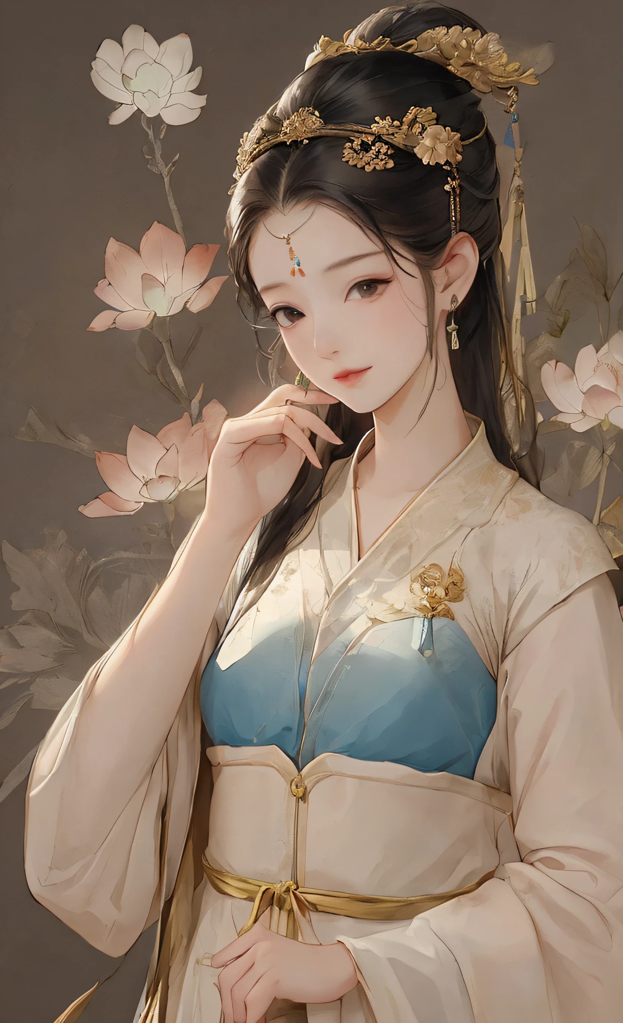 A girl, ancient Chinese costume, whole body, sunshine, clear face, clean white background, masterpiece, super detail, epic composition, ultra HD, high quality, extremely detailed, official art, uniform 8k wallpaper, super detail, 32k
