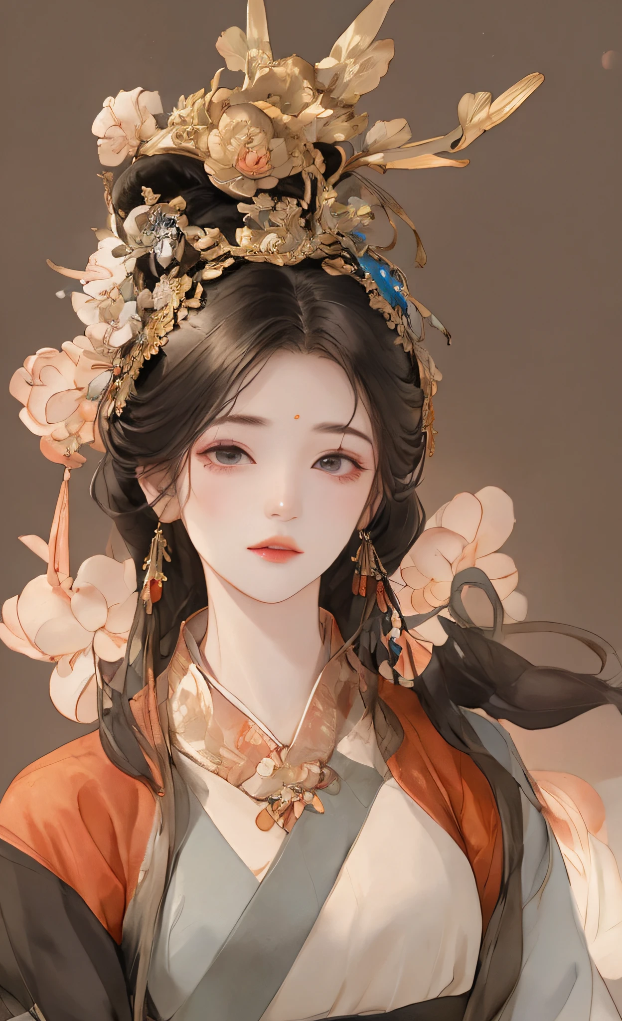 A girl, ancient Chinese costume, whole body, sunshine, clear face, clean white background, masterpiece, super detail, epic composition, ultra HD, high quality, extremely detailed, official art, uniform 8k wallpaper, super detail, 32k