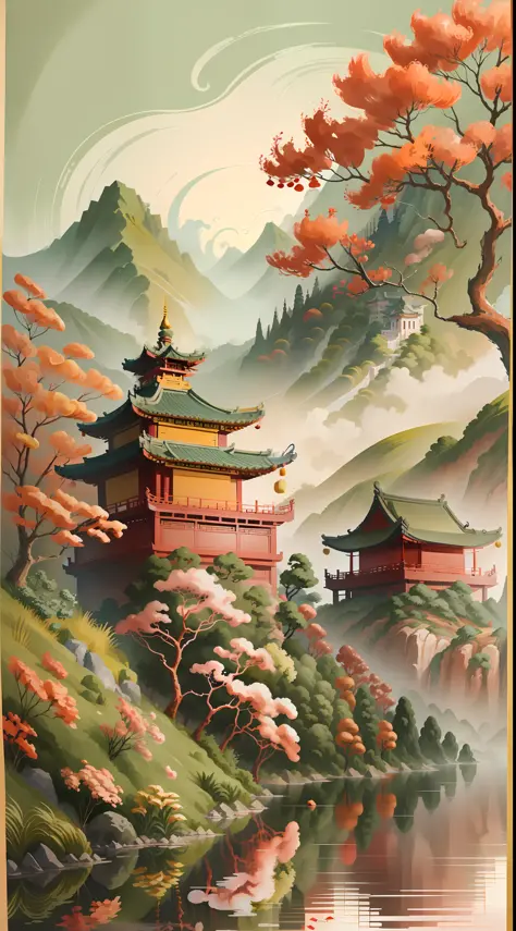 Paintings with Sui and Tang periods as the background, Chinese watercolor painting style, Chinese painting style, Chinese style ...